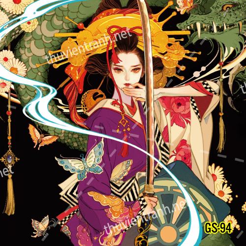 Tranh dán tường hoa cô gái Geisha Nhật Bản-GS-94 - Tranh tường chất lượng cao